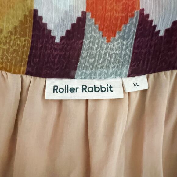 Roller Rabbit | Noma Geometric Print White Orange Short Sleeve Wrap Maxi Dress - Picture 11 of 13